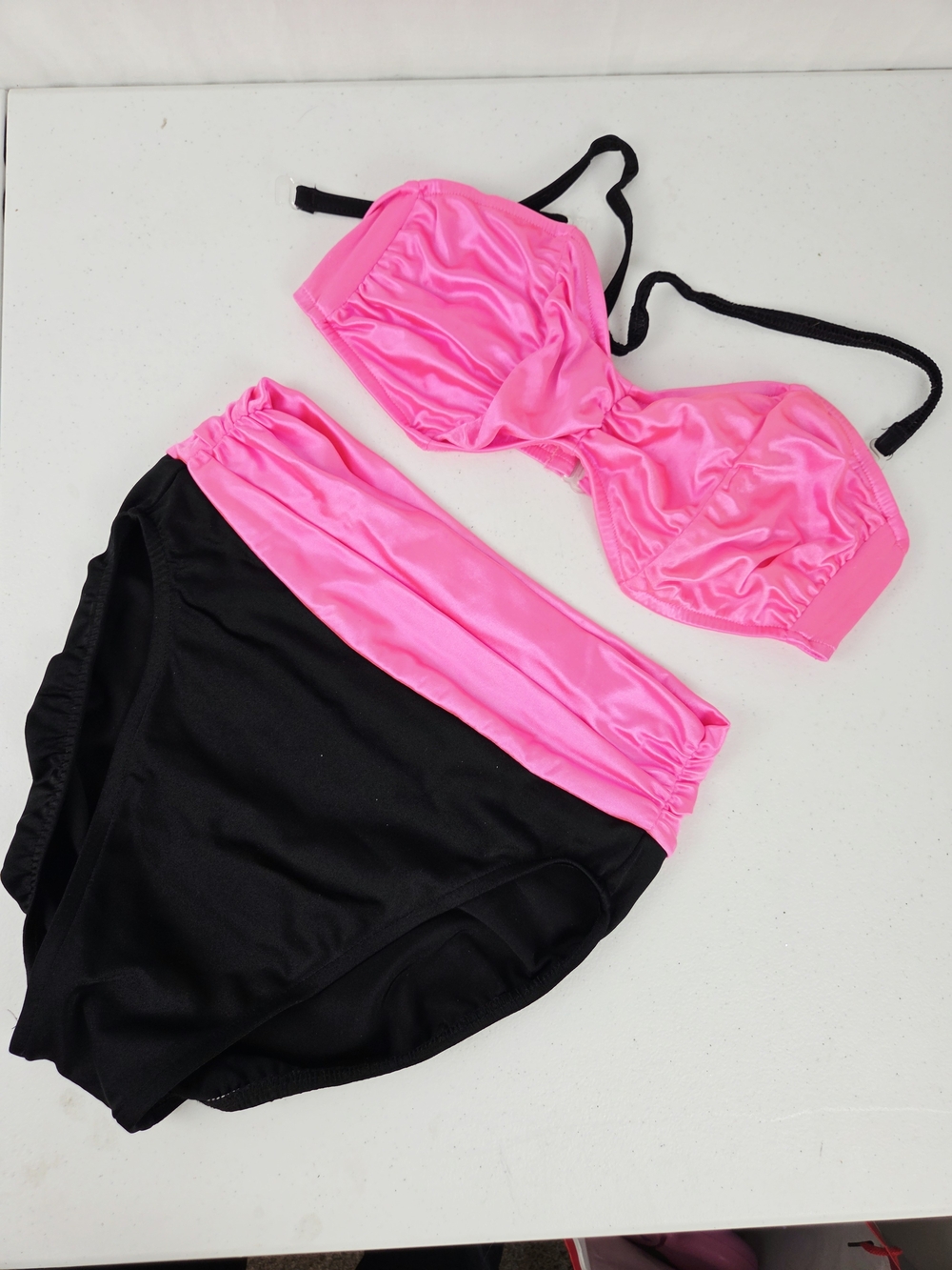 1980s Bikini Mystic Two-Piece Bikini Set in Hot Pink and Black